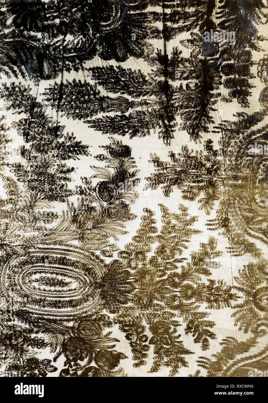 Mezza scialle. Probabilmente la Francia, Bayeux. Data: 1860-1869. Dimensioni: 142.7 × 290 cm (56 1/8 × 114 1/4 in.). Seta, bobina pizzo dritto (made in strisce verticali). Origine: Bayeux. Museo: Chicago Art Institute. Foto Stock