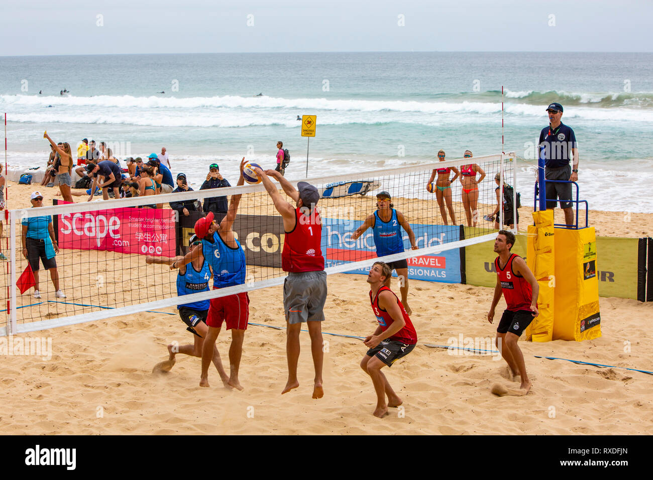 Sydney, Australia. 9 Mar 2019. Quarti di finale giorno a Volleyfest 2019, un FIVB Beach Volleyball World Tour tournament che si terrà per la quinta volta a Manly Beach a Sydney, Australia. Sabato 9 marzo 2019. Credito: martin berry/Alamy Live News Foto Stock