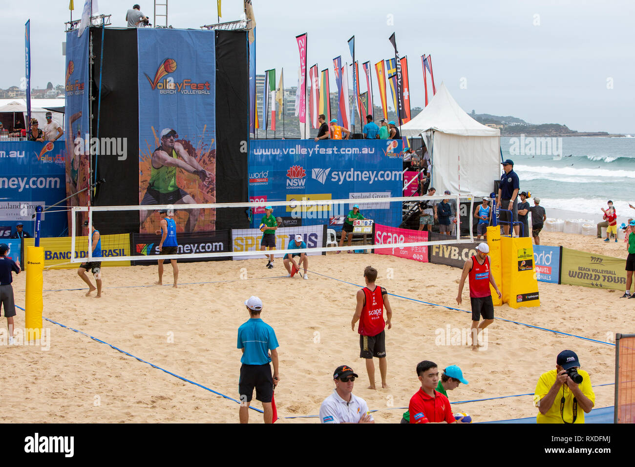 Sydney, Australia. 9 Mar 2019. Quarti di finale giorno a Volleyfest 2019, un FIVB Beach Volleyball World Tour tournament che si terrà per la quinta volta a Manly Beach a Sydney, Australia. Sabato 9 marzo 2019. Credito: martin berry/Alamy Live News Foto Stock