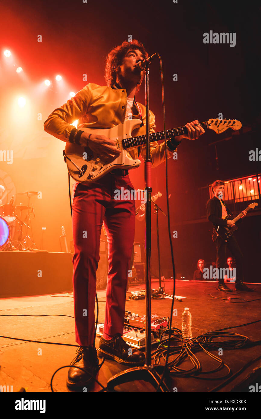 Los Angeles, Ca, Stati Uniti d'America. 8 Mar, 2019. Albert Hammond Jr al Fonda Theatre di Los Angeles, la California il 8 marzo 2019. Credito: Steve Rose/media/punzone Alamy Live News Foto Stock