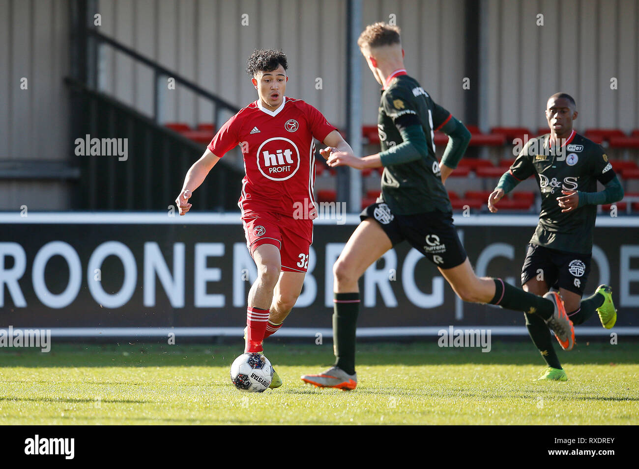 Almere, Paesi Bassi. 09Mar, 2019. ALMERE, 09-03-2019, Yanmar Stadium, stagione 2018/2019, olandese Tweede Divisie, Jong Almere City FC player Ruggero Mannes durante il match Jong Almere City FC - Jong Sparta. Credito: Pro scatti/Alamy Live News Foto Stock