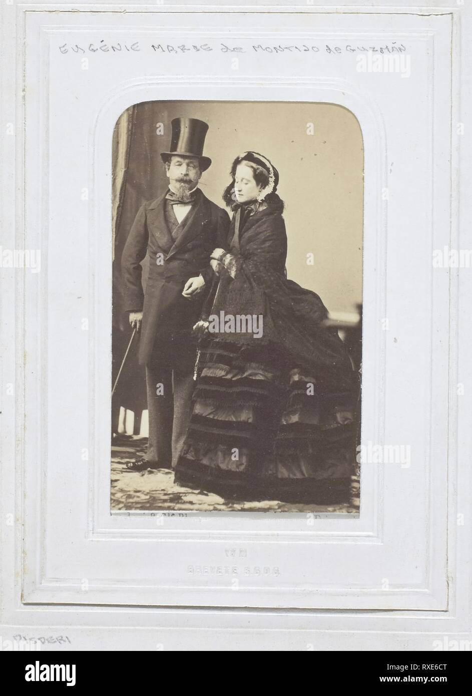 Marie Eugenia de Montijo de Guzman e Napoleone III. André-Adolphe-Eugène Disdéri; francese, 1819-1889. Data: 1860-1869. Dimensioni: 8,6 x 5,3 cm (l'immagine/carta); 10,6 x 6,2 cm (mount). Albume stampa. Provenienza: Francia. Museo: Chicago Art Institute. Foto Stock