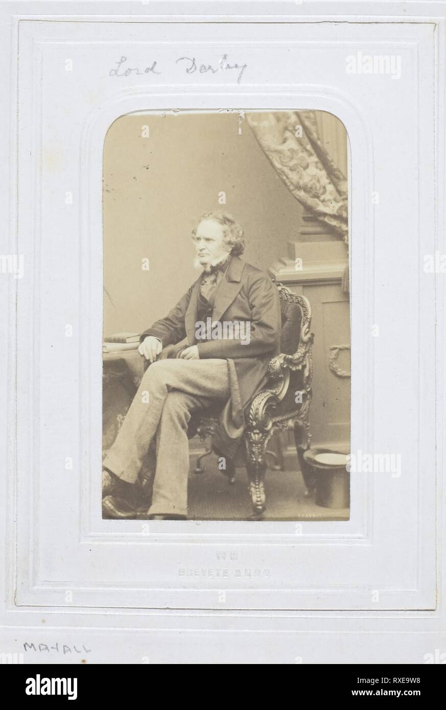 Il Conte di Derby. John Jabets Edwin Mayall; American, 1813-1901. Data: 1860-1869. Dimensioni: 8,8 x 5,7 cm (l'immagine/carta); 10,5 x 6,2 cm (mount). Albume stampa. Origine: Stati Uniti. Museo: Chicago Art Institute. Foto Stock