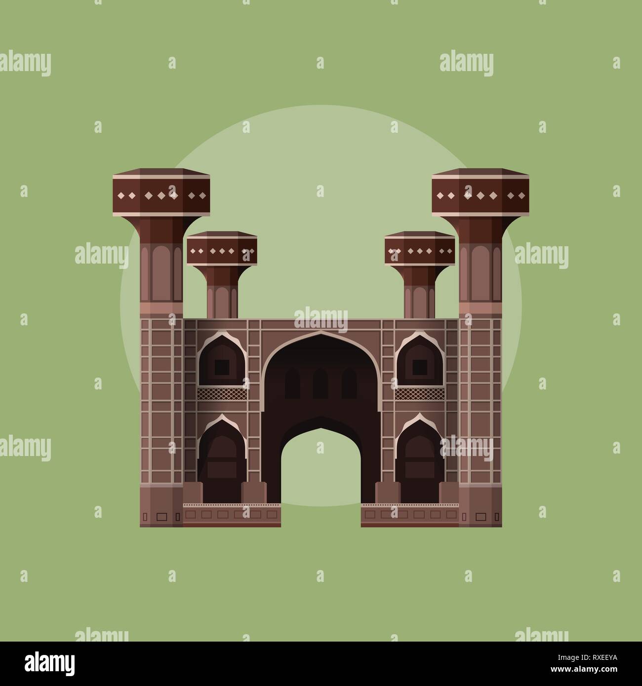 Chauburji - Punto di riferimento del Pakistan - Luogo storico Illustrazione Vettoriale