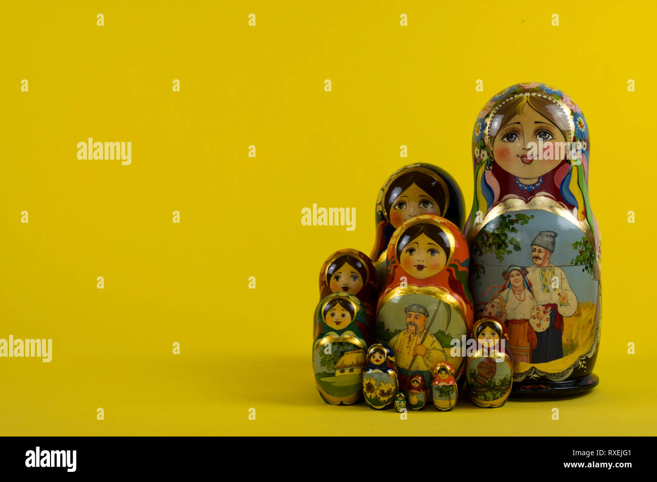 Russische Puppen Matrjoschka, 10 Stück Foto Stock