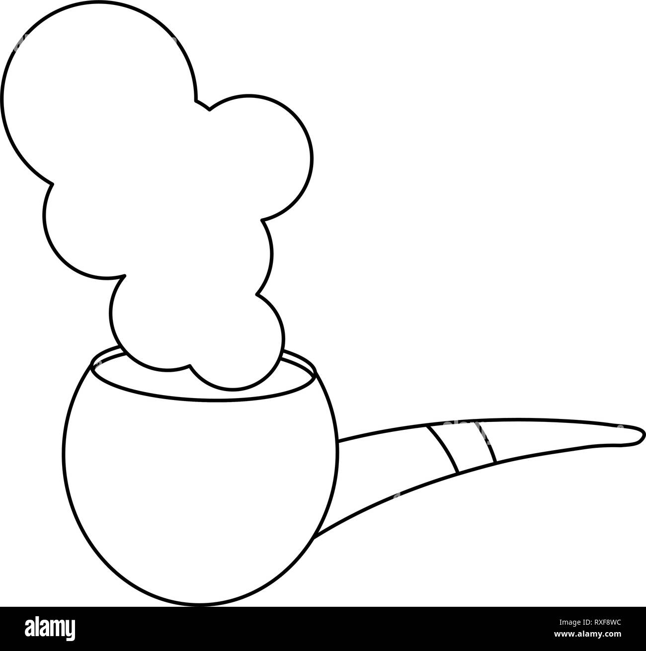 Tubo di tabacco cartoon isolato in bianco e nero Illustrazione Vettoriale