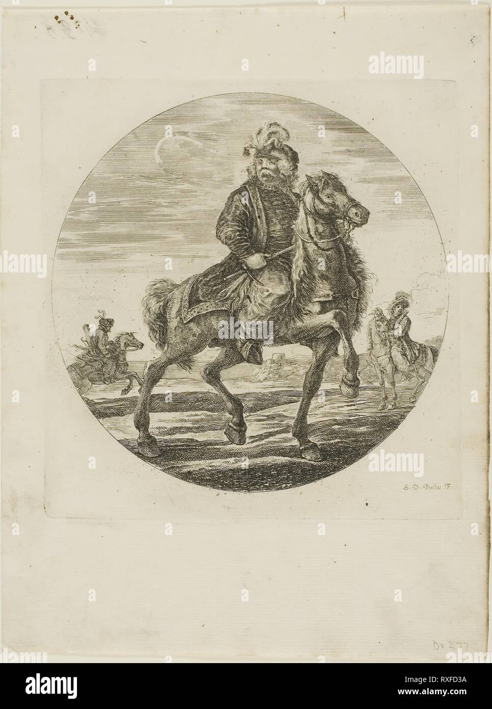 Cavaliere ungherese. Stefano della Bella; Italiano, 1610-1664. Data: 1646-1656. Dimensioni: 190 x 190 mm. Acquaforte su carta. Origine: Italia. Museo: Chicago Art Institute. Foto Stock