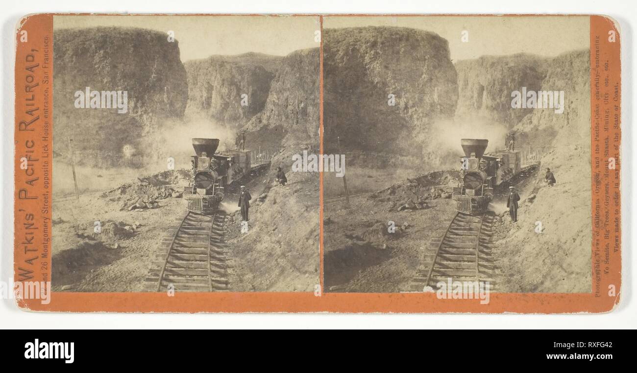 Untitled (Central Pacific Railroad). Alfred A. Hart; American, 1816-1908. Data: 1864-1869. Dimensioni 8 x 7,6 cm (ogni immagine); 8,7 x 17,6 cm (scheda). Albume stampa, stereo, dalla serie 'Watkin's Pacific Railroad'. Origine: Stati Uniti. Museo: Chicago Art Institute. Foto Stock