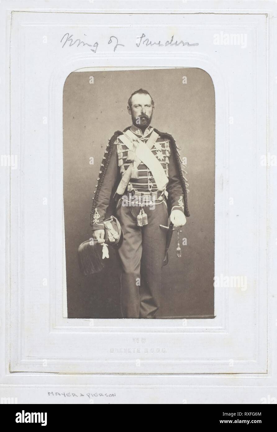 Re di Svezia. Mayer e Pierson; francese, active 1855-1878. Data: 1860-1869. Dimensioni: 9,5 × 5,3 cm (immagine/carta); 10,4 × 6 cm (mount). Albume stampa. Provenienza: Francia. Museo: Chicago Art Institute. Autore: Mayer et Pierson. Foto Stock