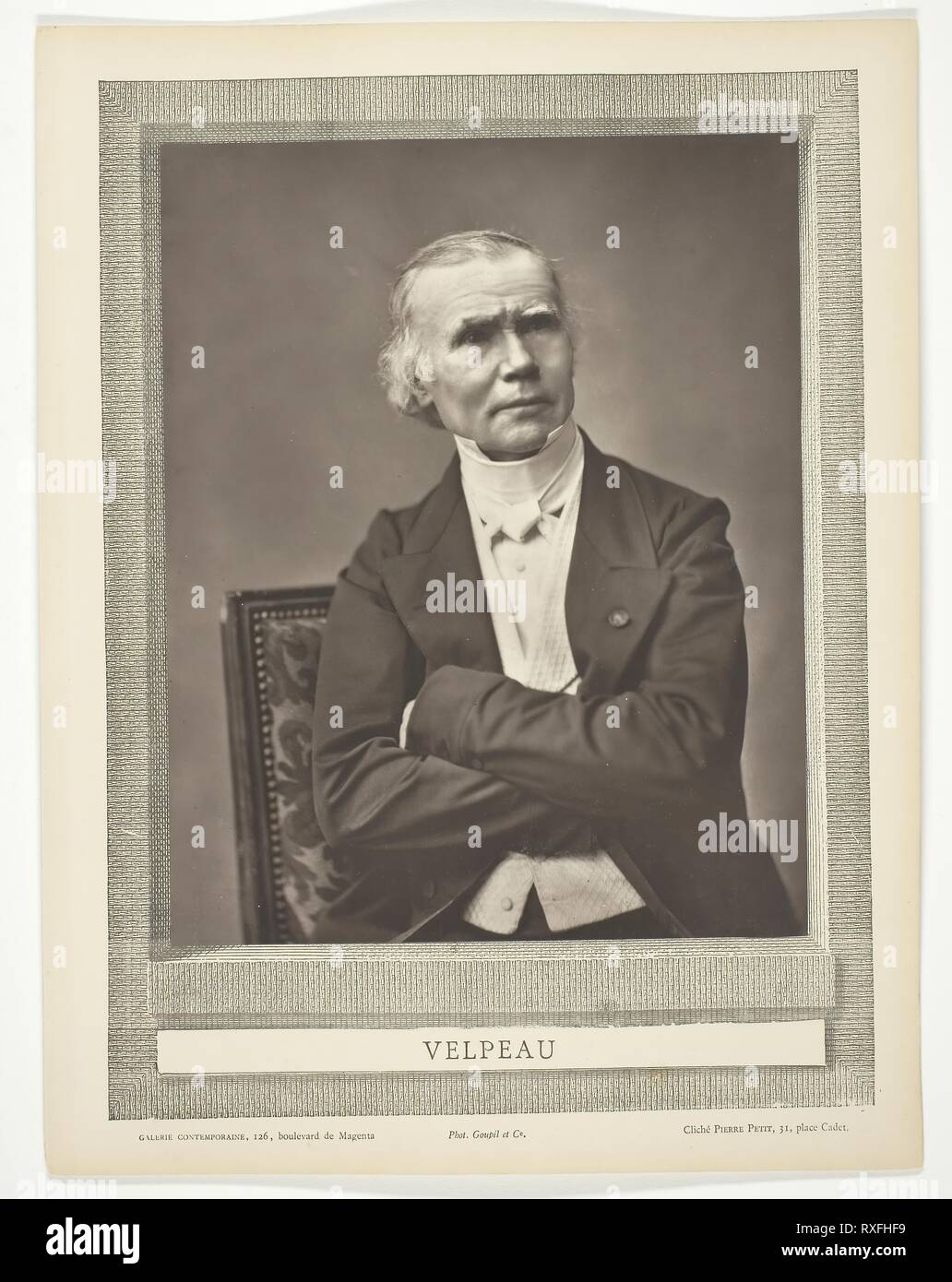 Alfred-Armand-Louise-Marie Velpeau (chirurgo francese e anatomista, 1795-1867). Pierre Petit; francese, 1832-1909. Data: 1862-1867. Dimensioni: 23,8 × 19 cm (immagine/carta); 34,2 × 26,1 cm (mount). Woodburytype, dal periodico Galerie Contemporaine Littéraire, Artistique" (1877), volume 2. Provenienza: Francia. Museo: Chicago Art Institute. Foto Stock