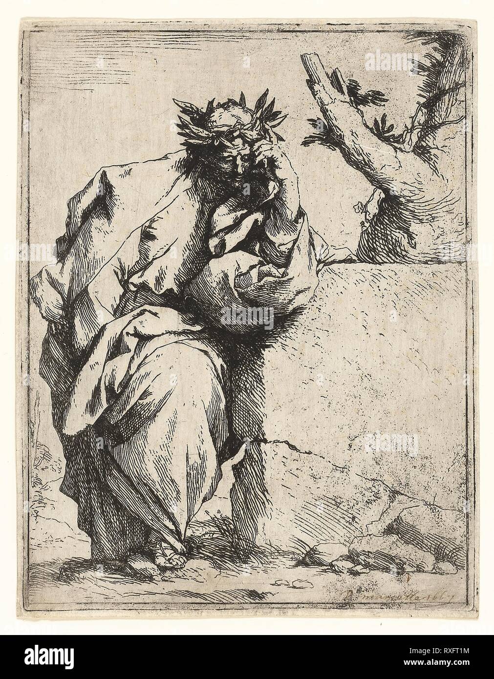 Il poeta. Jusepe de Ribera; Spagnolo, 1588-1652. Data: 1619-1630. Dimensioni: . Acquaforte su carta. Origine: Spagna. Museo: Chicago Art Institute. Foto Stock