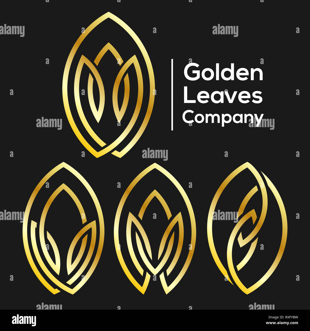 Foglie d'oro dal logo di linea Foto Stock