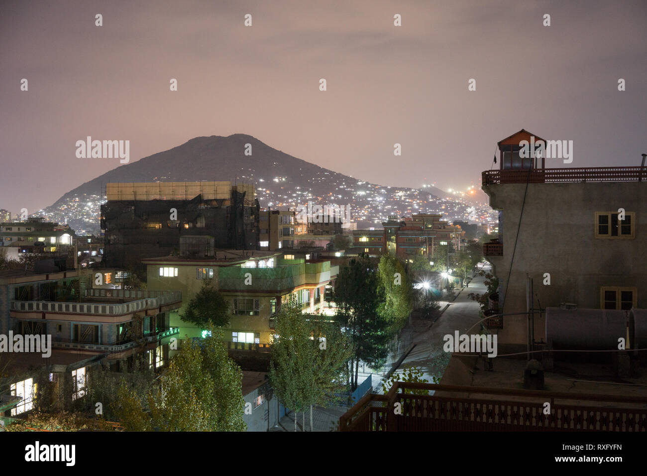 Kabul di notte Foto Stock