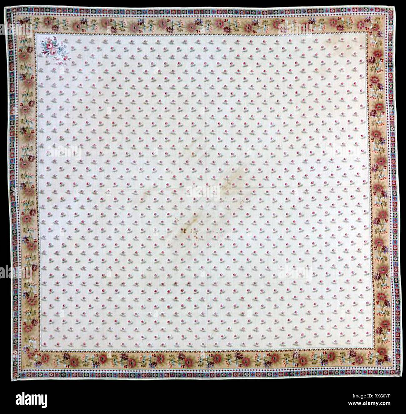 Fazzoletto. Francia, eventualmente l'Alsazia. Data: 1701-1750. Dimensioni: 92,8 × 98,2 cm (36 1/2 × 38 5/8 in.). Cotone, ad armatura a tela; blocco stampate. Provenienza: Francia. Museo: Chicago Art Institute. Foto Stock