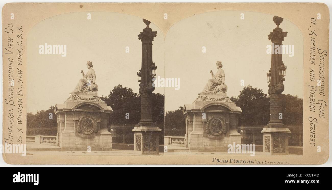 Place de la Concorde, Paris. Artista sconosciuto. Data: 1860-1869. Dimensioni: 7,8 x 7,5 cm (ogni immagine); 8,8 x 17,8 cm (scheda). Albume stampa, stereo. Provenienza: Parigi. Museo: Chicago Art Institute. Foto Stock
