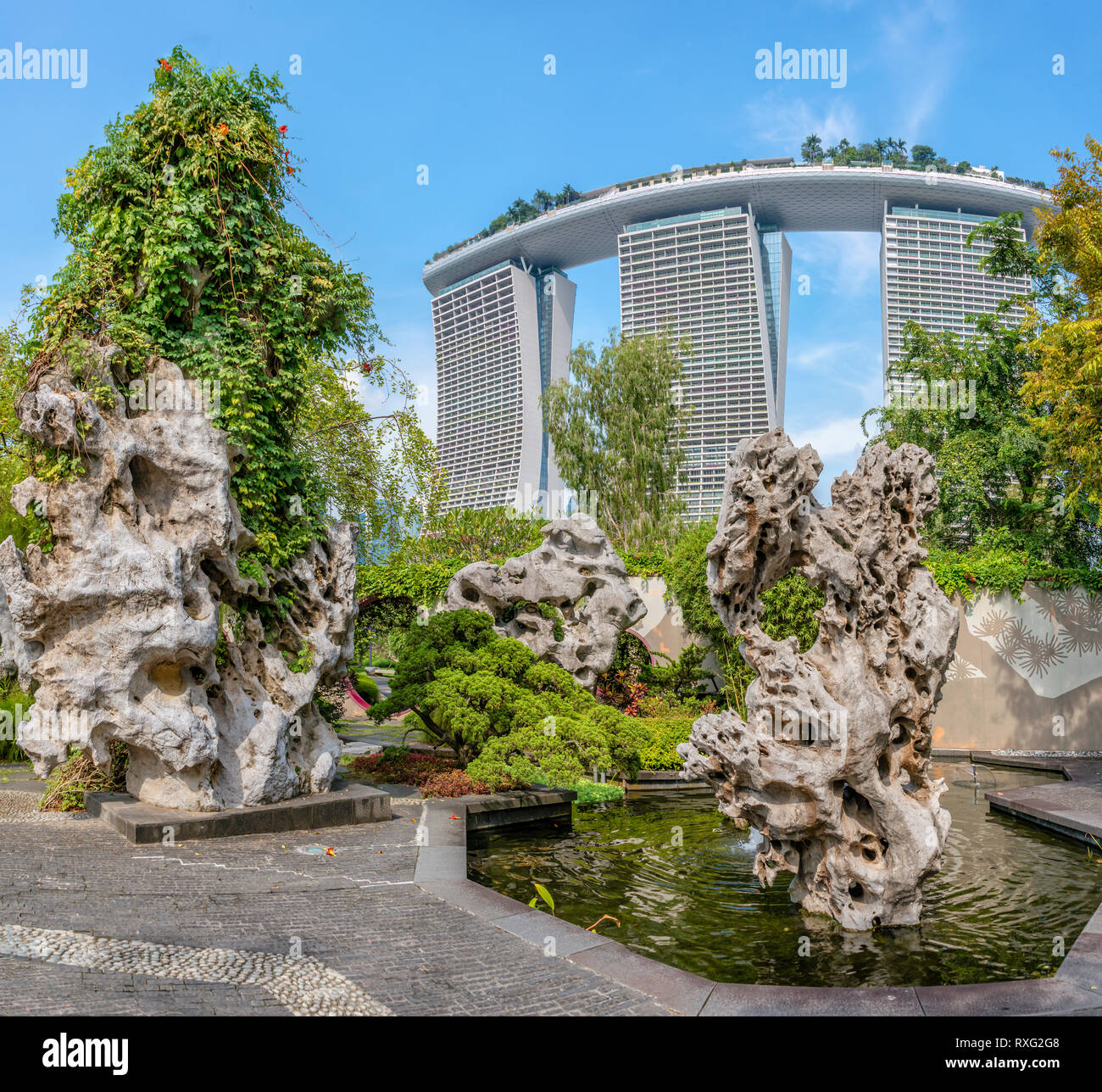Giardino Cinese presso Gardens by the Bay, Singapore Foto Stock