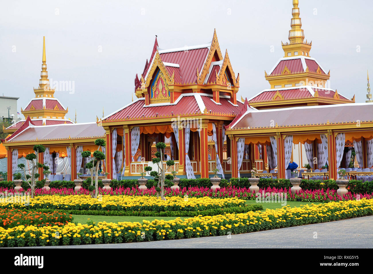 Funerale thai pavilion di Bangkok, Tailandia Foto Stock