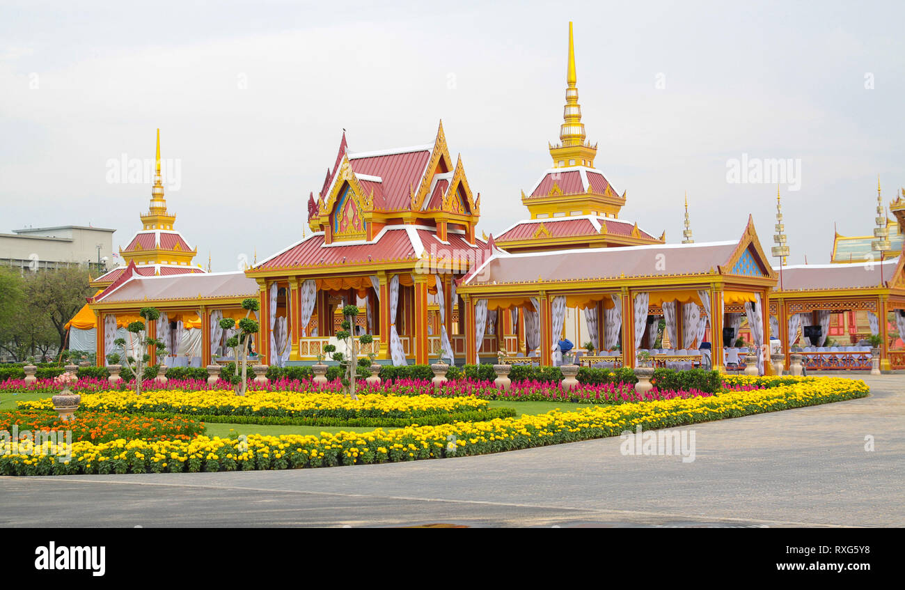 Funerale thai pavilion di Bangkok, Tailandia Foto Stock