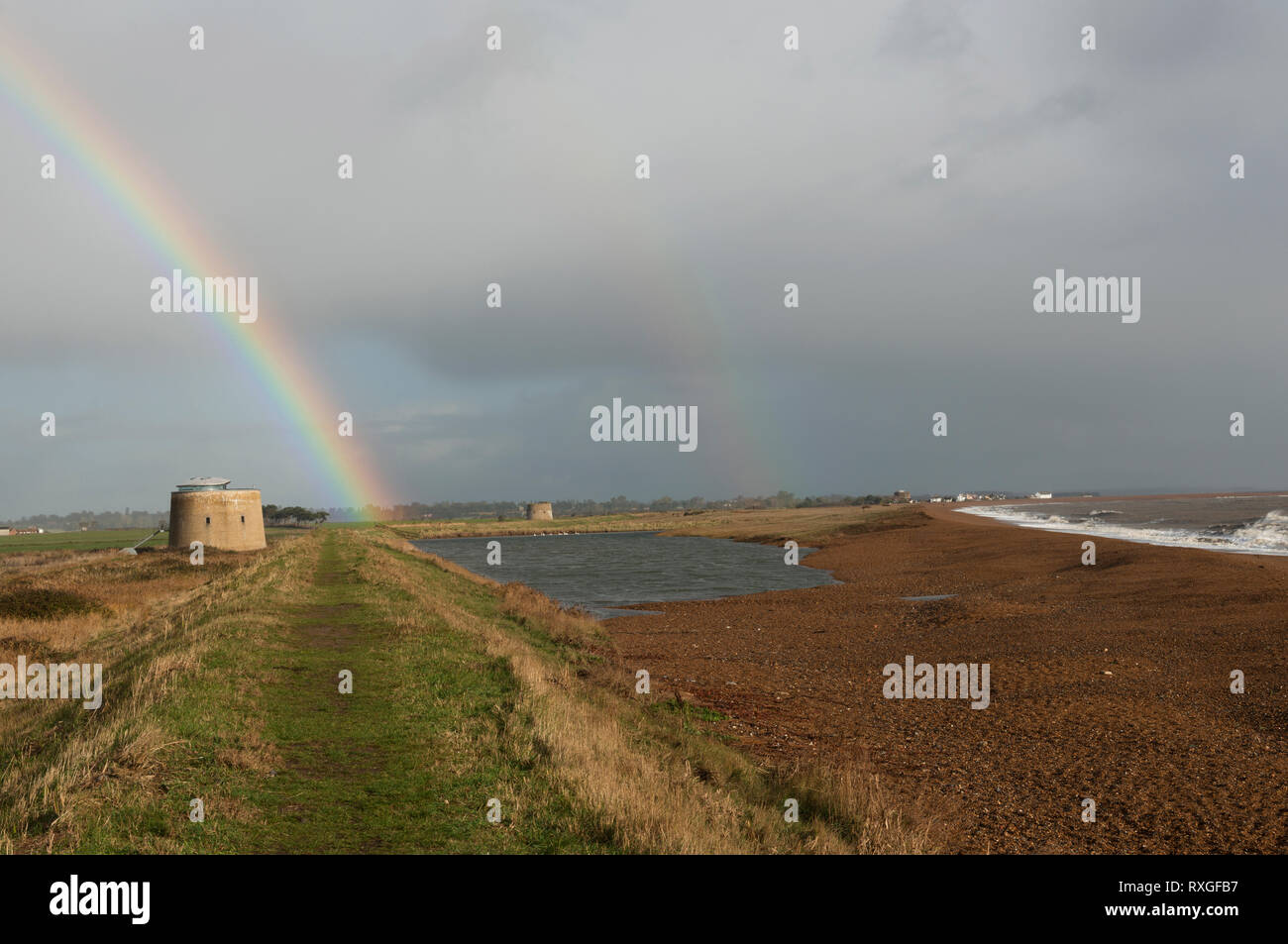 Rainbow, East Lane, Bawdsey, Suffolk, Inghilterra. Foto Stock