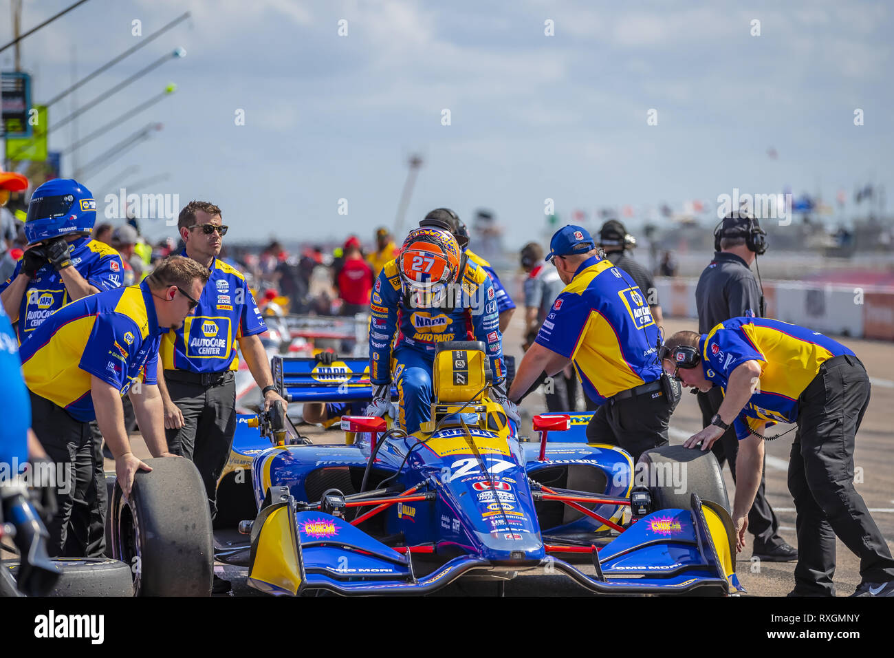 San Pietroburgo, Florida, Stati Uniti d'America. 9 Mar, 2019. ALEXANDER ROSSI (27) degli Stati Uniti per una sessione di prove libere per la Firestone Grand Prix di San Pietroburgo per la temporanea Waterfront Street corso a San Pietroburgo in Florida. (Credito Immagine: © Walter G Arce Sr Asp Inc/ASP) Credito: ZUMA Press, Inc./Alamy Live News Foto Stock