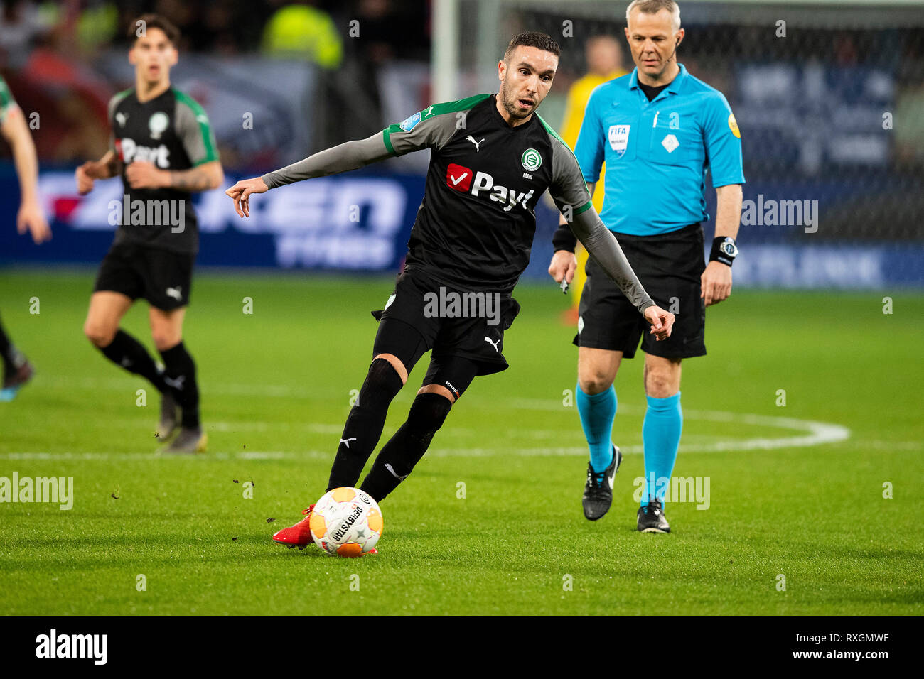 ALKMAAR , 08-03-2019 , stadion Galgenwaard, stagione 2018 / 2019 , Eredivisie . FC Groningen player Mimoun Mahi durante la partita FC Utrecht - FC Groningen , Punteggio finale 0-0 Foto Stock