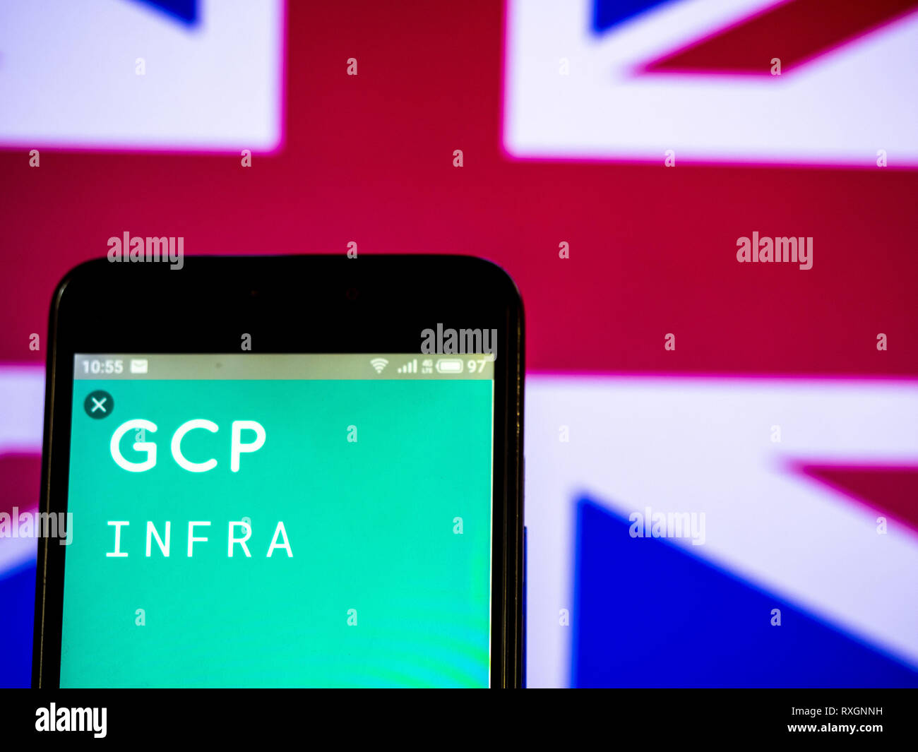 L'Ucraina. 9 Mar, 2019. Bpc investimenti infrastrutturali limited company logo che si vede visualizzato su un telefono intelligente. Credito: Igor Golovniov SOPA/images/ZUMA filo/Alamy Live News Foto Stock