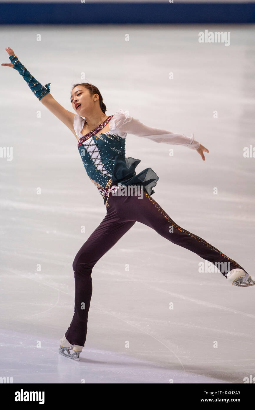 Zagabria, Croazia. Il 9 marzo 2019. Voi giovani di Corea durante il ISU Junior World Figure Skating Championships 2019, Junior Ladies pattinaggio gratuito al Dom Sportova Zagreb, Croazia, il 9 marzo 2019. (Foto di Enrico Calderoni/AFLO SPORT) Foto Stock