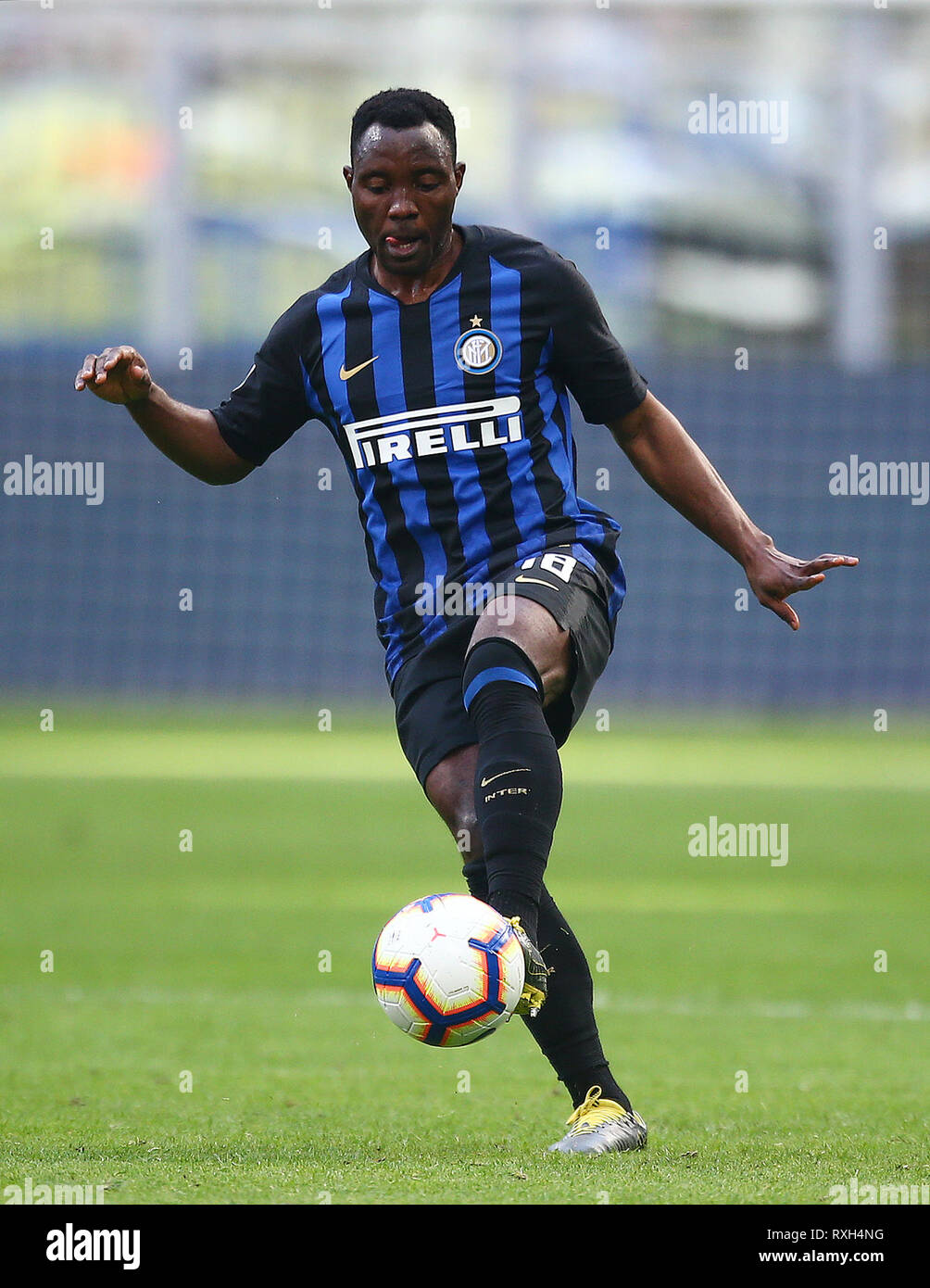 Milano, Italia. 10 mar 2019. Foto Spada/LaPresse 10 Marzo 2019 Milano ( Italia ) sport calcio Inter vs Spal - Campionato di calcio di Serie A TIM 2018/2019 - Stadio San Siro nella foto: Foto Asamoah Spada/LaPresse marzo 10 , 2019 Milano ( Italia ) sport soccer Inter vs Spal - Italian Football Championship League A TIM 2018/2019 - San Siro in pic: Asamoah Credito: LaPresse/Alamy Live News Foto Stock