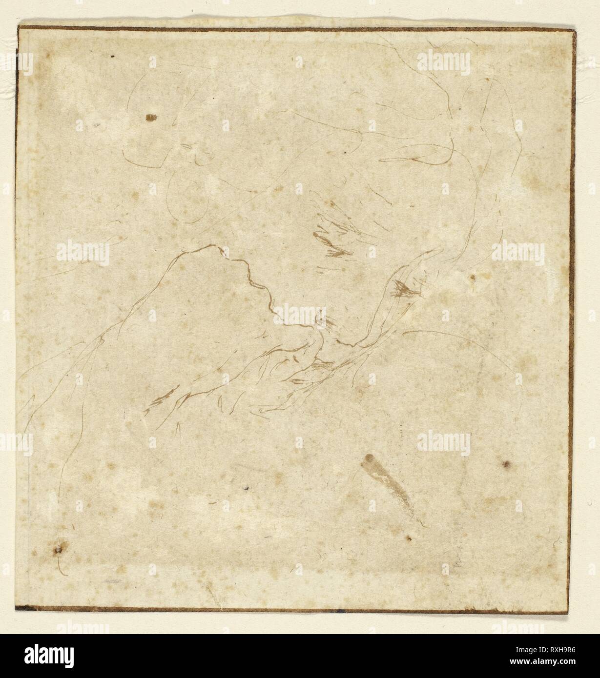 Testa di donna. Stefano della Bella; Italiano, 1610-1664. Data: 1629-1664. Dimensioni: 84 x 81 mm. Penna e inchiostro bruno su avorio carta vergata, decolorata a buff. Origine: Italia. Museo: Chicago Art Institute. Foto Stock