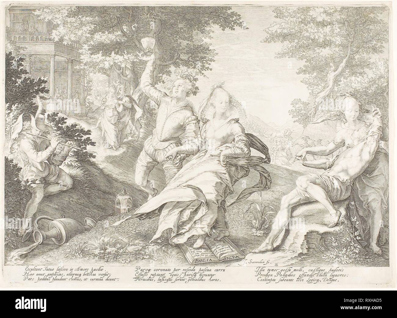 Piastra due, da cinque sagge e cinque vergini stolte. Jan Saenredam; Netherlandish, 1565-1607. Data: 1606. Dimensioni: 266 x 370 mm (piastra); 273 x 375 mm (foglio). Incisione su carta. Origine: Paesi Bassi. Museo: Chicago Art Institute. Foto Stock