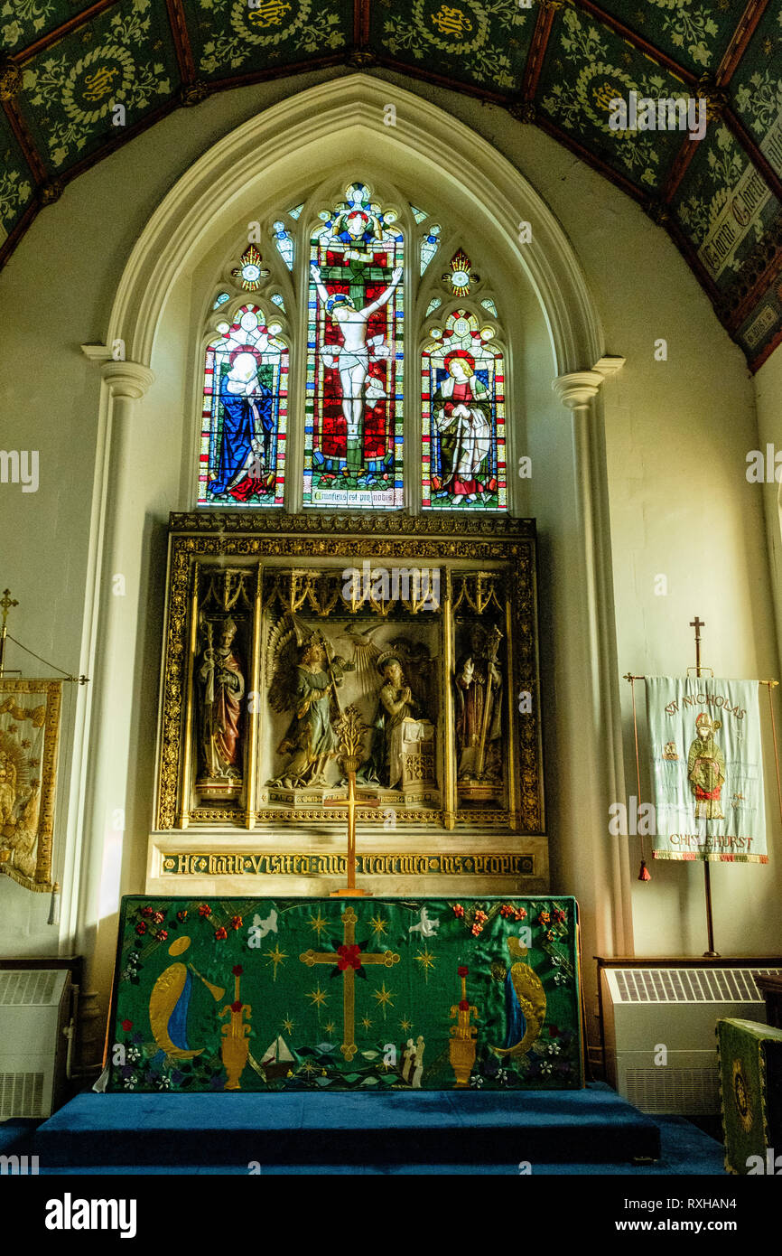 La Chiesa di San Nicola, Chiesa fila, Chislehurst, Kent Foto Stock