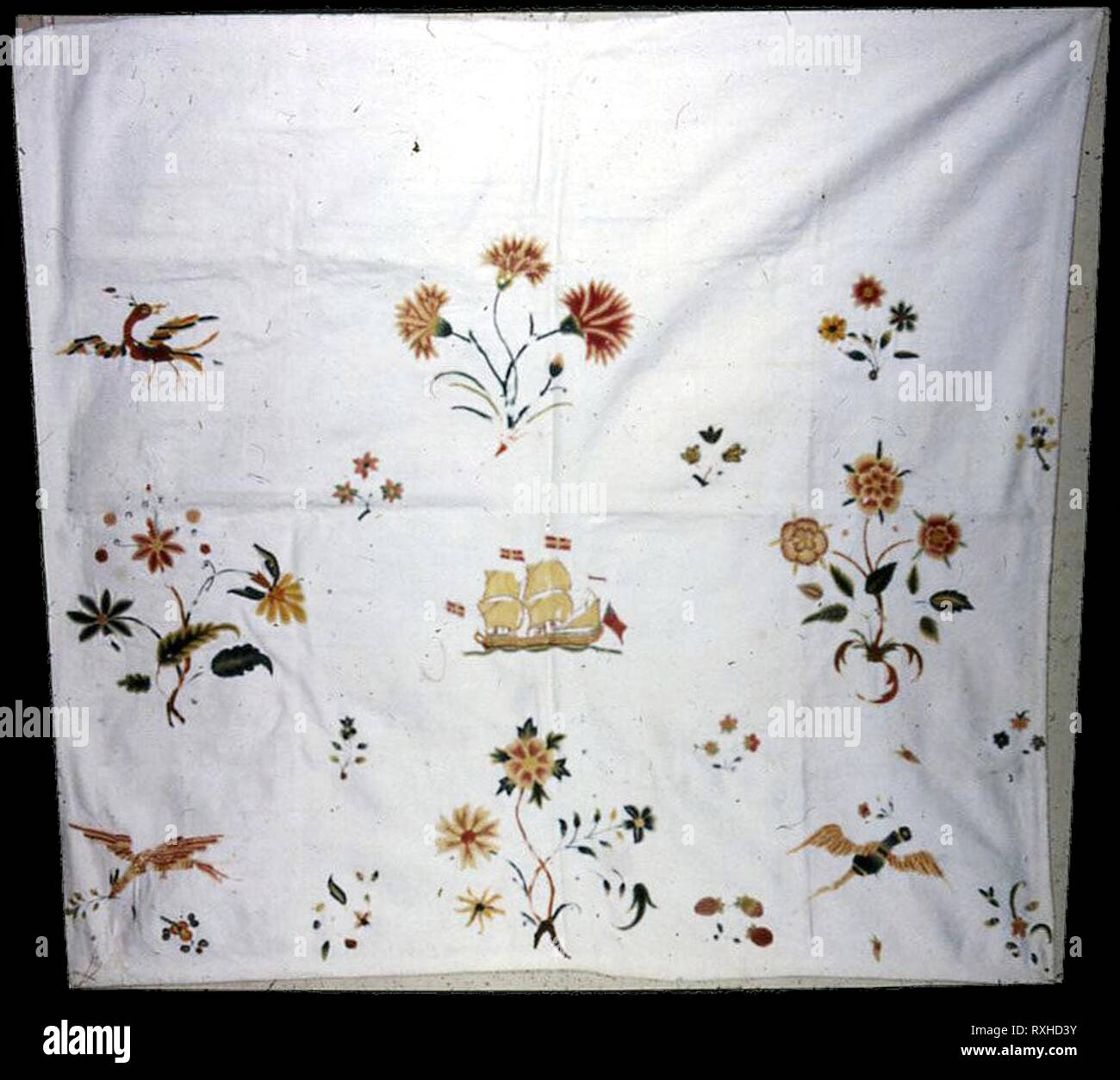 Pannello. Stati Uniti. Data: 1701-1725. Dimensioni: 94 x 97,8 cm (37 x 38 1/2 in.). Biancheria, saia; ricamato in maglia di lana: stelo, lunga e breve, contorno, nodo francese, lingotti, blocco ombreggiatura, split. Origine: Stati Uniti. Museo: Chicago Art Institute. Foto Stock