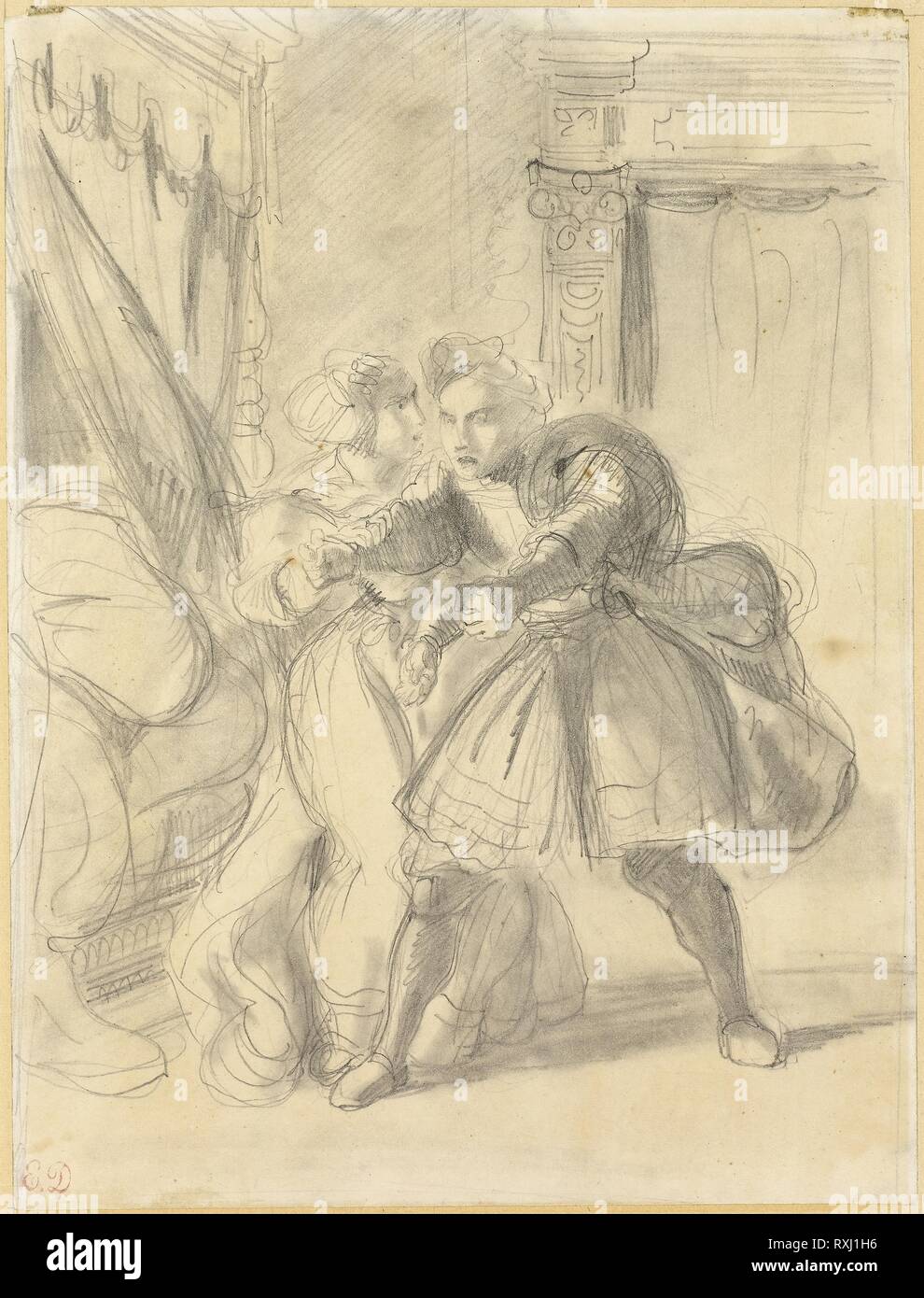 Studio. Eugène Delacroix; francese, 1798 - 1863. Data: 1836-1843. Dimensioni: 246 × 185 mm. Grafite e sconcertante sulla crema carta intessuta. Provenienza: Francia. Museo: Chicago Art Institute. Foto Stock