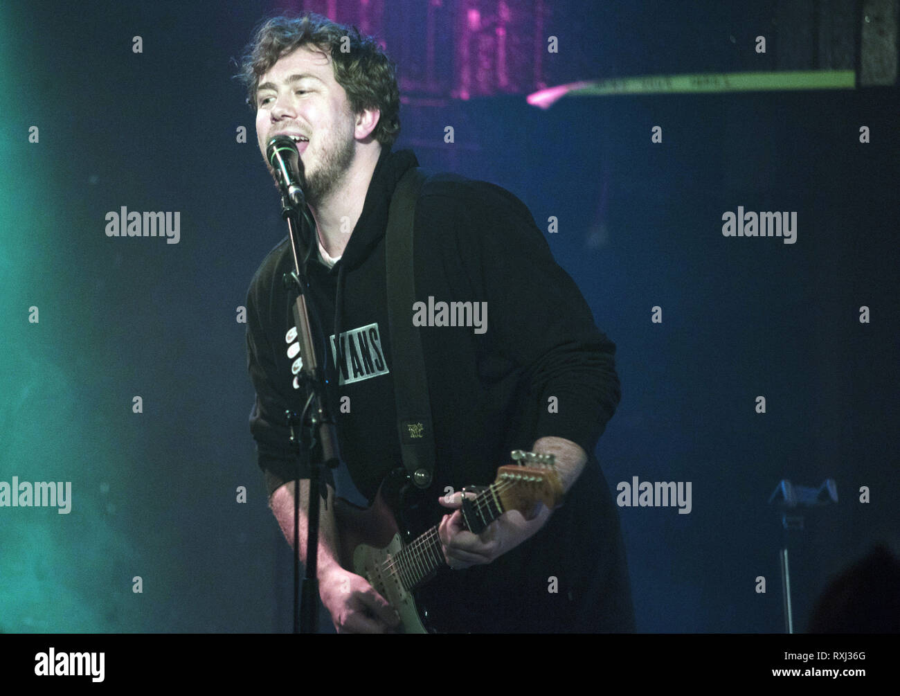 Pop band Busted eseguire durante una fase di lancio di una mostra al Brudenell Social Club in Leeds con: James Bourne dove: Leeds, Regno Unito quando: 06 Feb 2019 Credit: Graham Finney/WENN Foto Stock