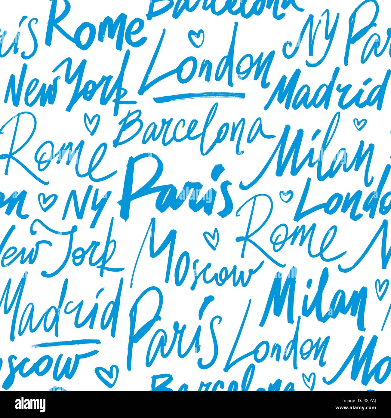 Vector pattern senza soluzione di continuità con i nomi di città del mondo Illustrazione Vettoriale