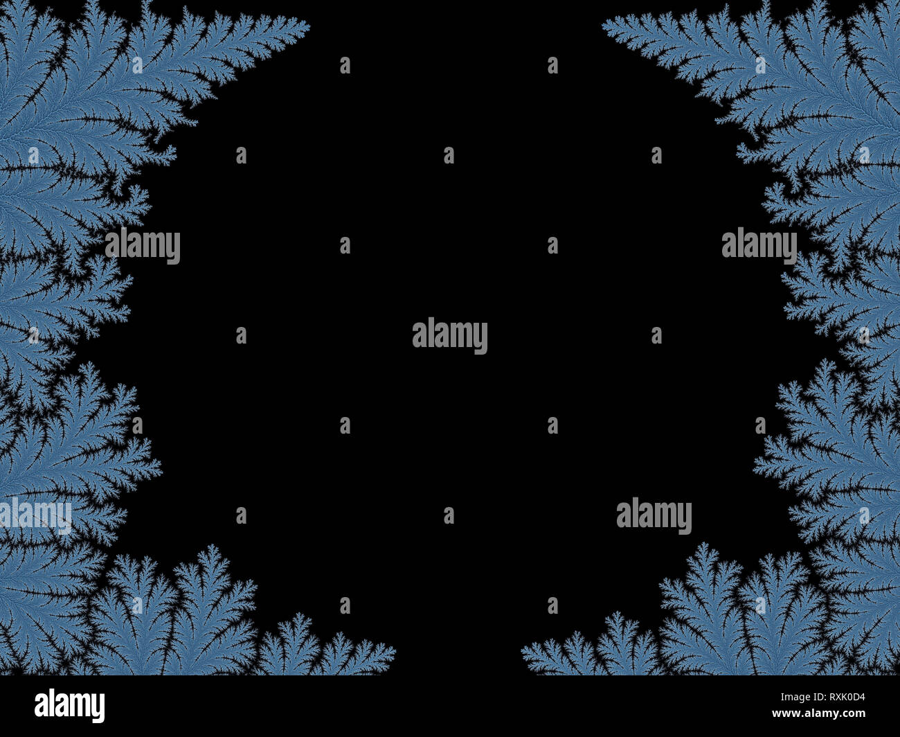 Abstract fractal con sfondo blu frosty pattern su sfondo nero Foto Stock