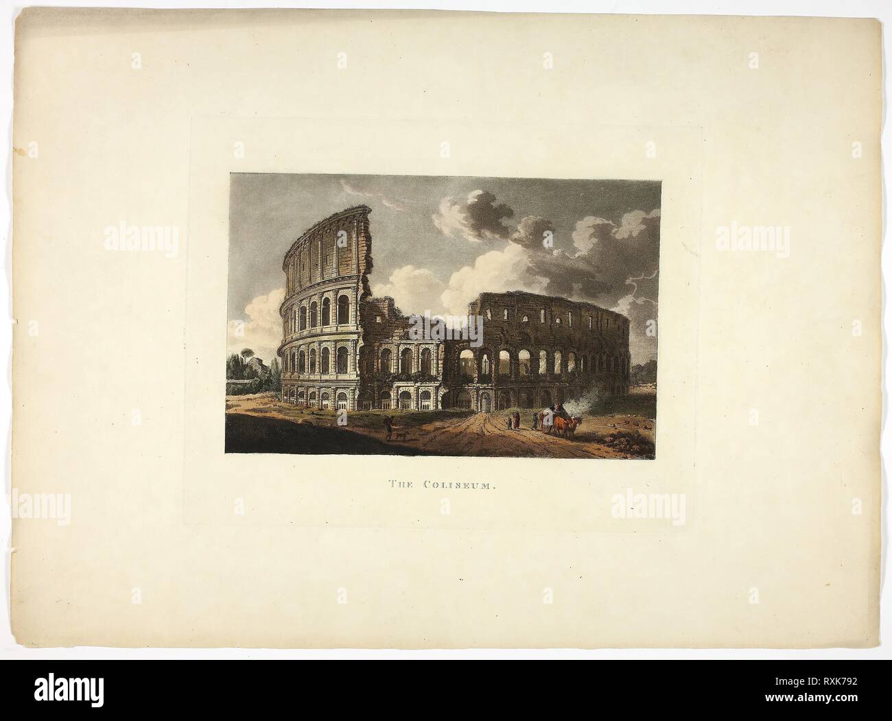 Il Colosseo, la piastra quindici dalle rovine di Roma. M. Dubourg, (Inglese, active 1786-1838); pubblicato da J. Merigot (italiano, sconosciuto). Data: 1796-1798. Dimensioni: 330 × 448 mm (foglio). Colorate a mano la puntasecca su carta. Origine: Inghilterra. Museo: Chicago Art Institute. Foto Stock