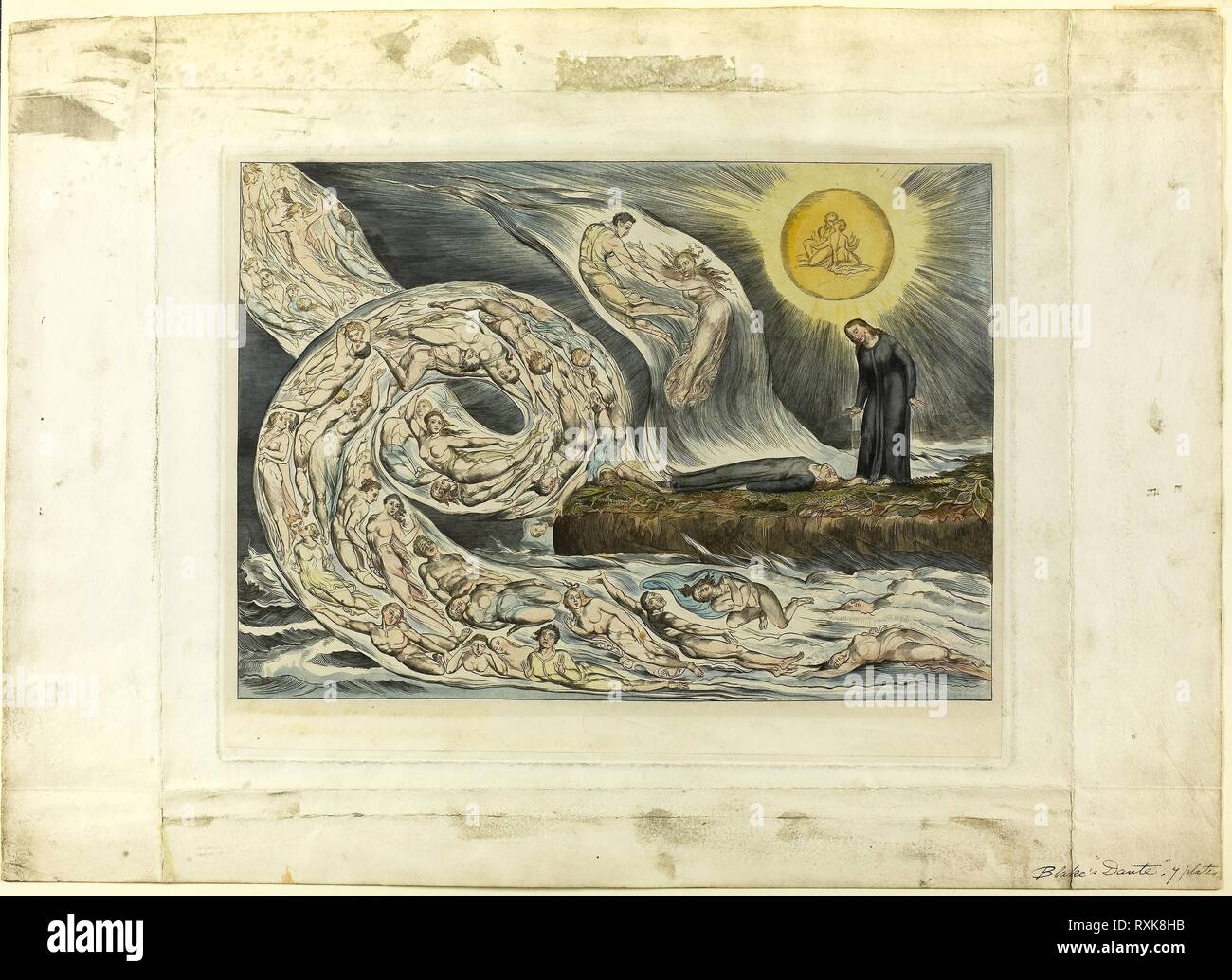 Il cerchio dei lussuriosi: Paolo e Francesca. Inferno, canto V. William  Blake; Inglese, 1757-1827. Data: 1827. Dimensioni: 241 337 mm  (nell'immagine); 276 × 355 mm (piastra); 392 × 564 mm (foglio). Colorate