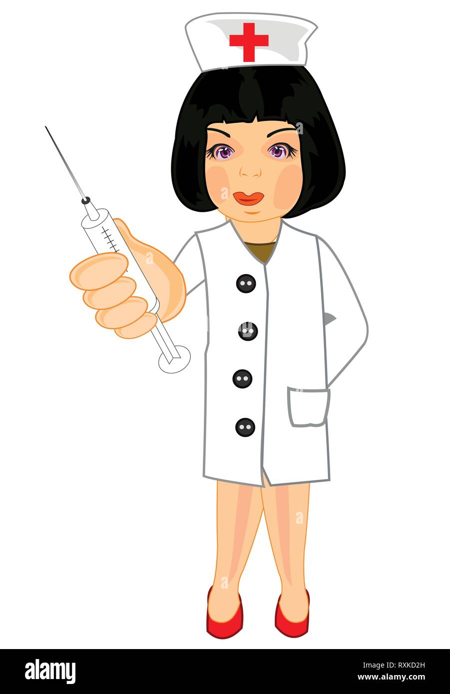 Illustrazione Vettoriale della ragazza del medico con la siringa Illustrazione Vettoriale