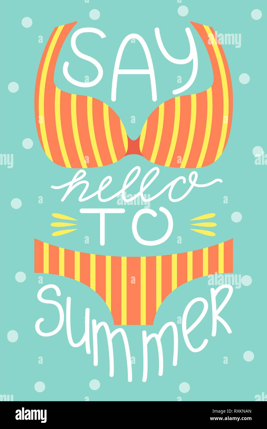 Set di 3 poster dell'estate. Vettore il concetto di design per l'estate. Dire ciao a estate. Illustrazione Vettoriale