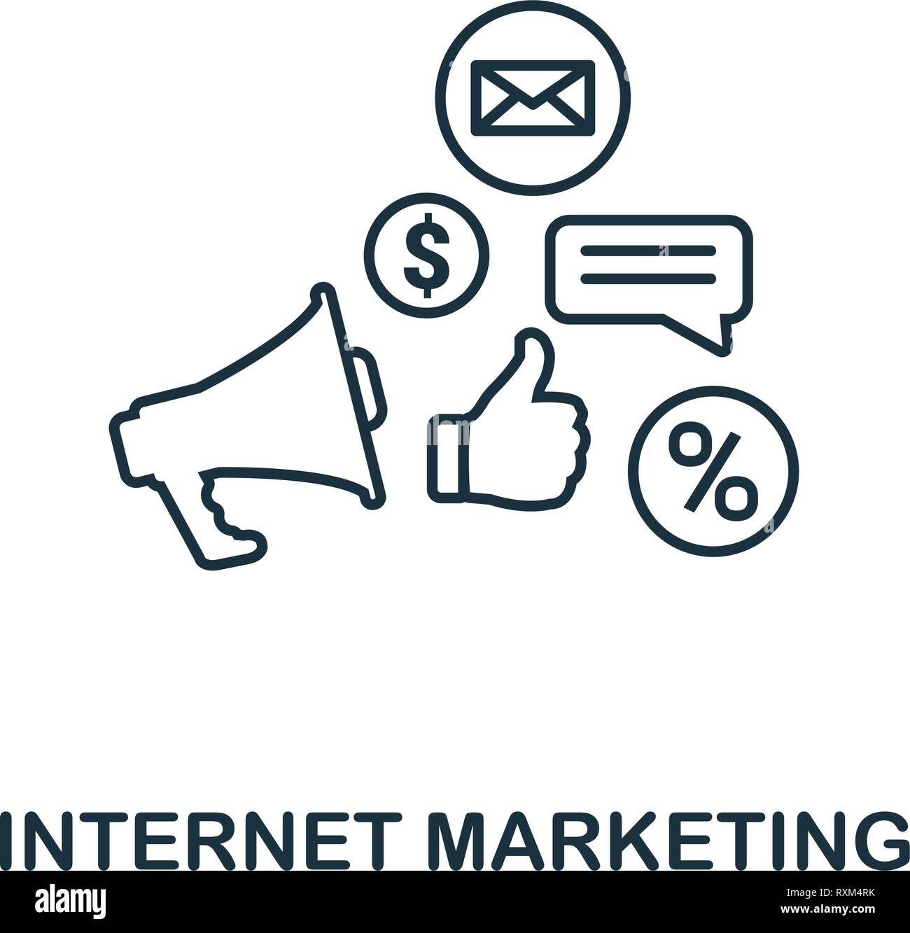 Internet Marketing icona linea sottile di stile. Simbolo da online marketing raccolta di icone. Profilo internet marketing icona per web design, applicazioni software Illustrazione Vettoriale