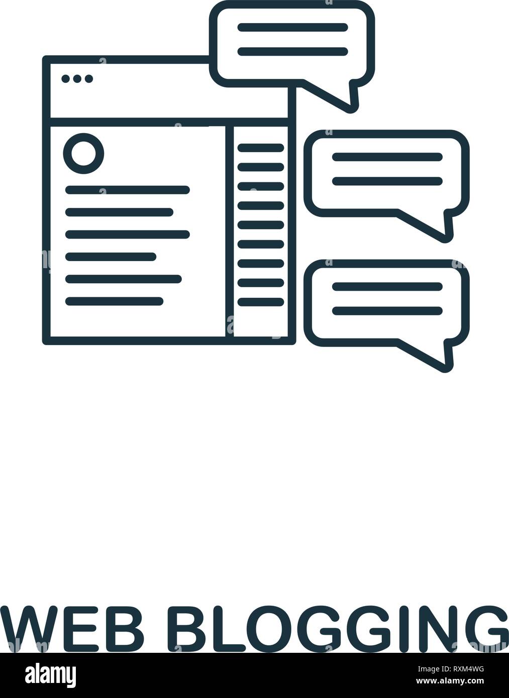 Web icona Blogging sottile stile linea. Simbolo da online marketing raccolta di icone. Profilo web icona blog per il web design, applicazioni software, la stampa Illustrazione Vettoriale