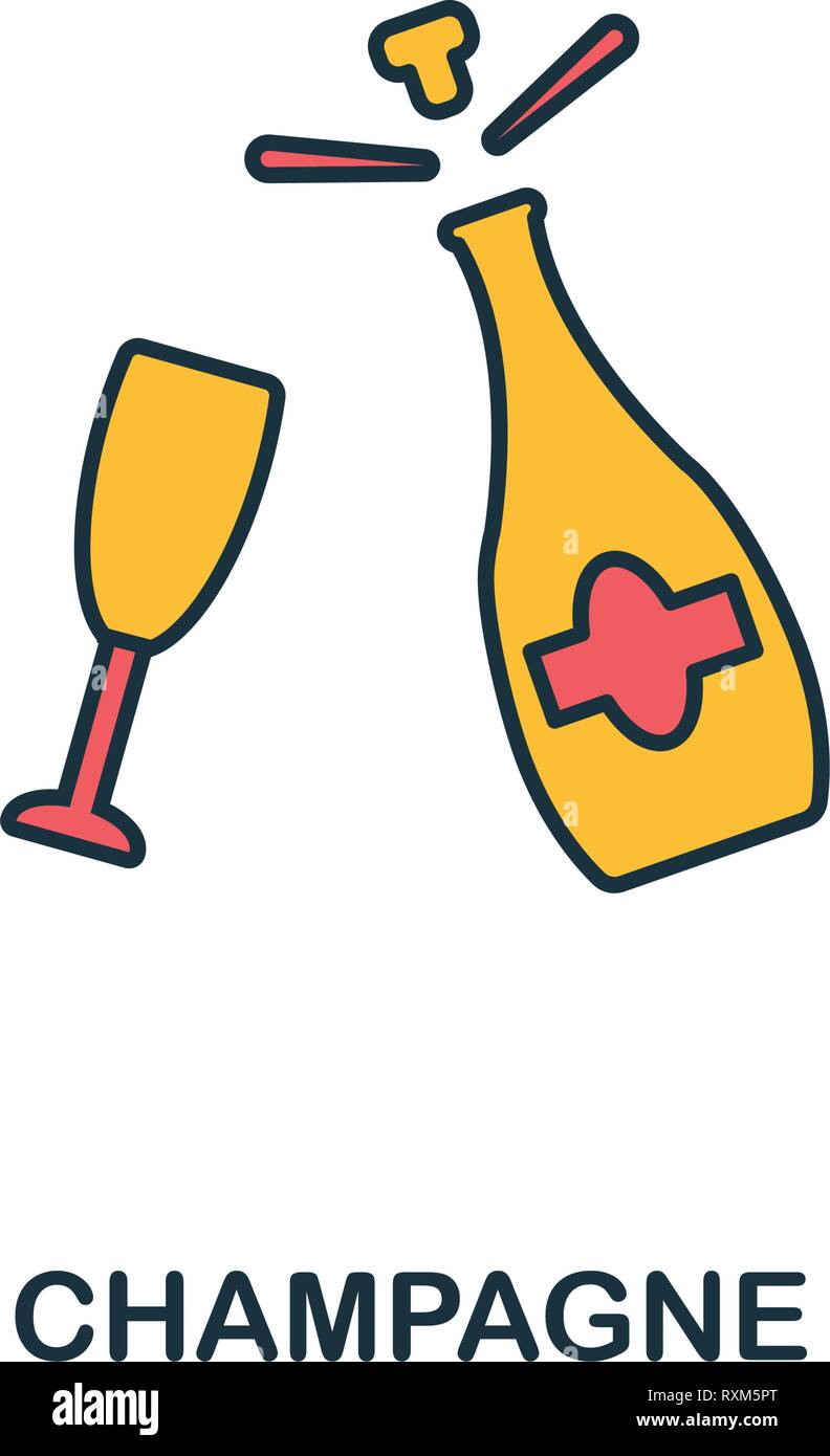Icona di Champagne. 2 Creative design colori fromChampagne icona da party icona Collezione. Perfetto per web design, applicazioni software, la stampa Illustrazione Vettoriale