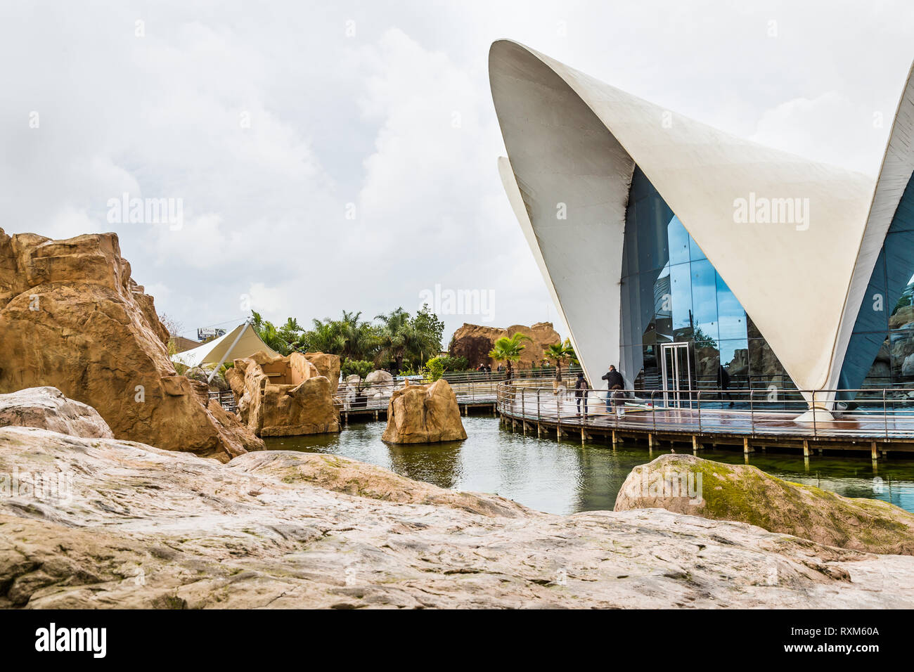 Valencia, Spagna - Dicembre 04, 2016: edificio principale di oceanografia, un centro SEA LIFE a Valencia, Spagna Foto Stock