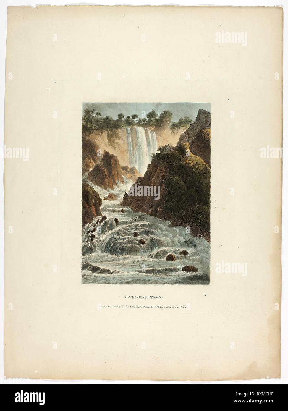 Cascata di Terni, piastra di quattordici dalle rovine di Roma. M. Dubourg, (Inglese, active 1786-1838); pubblicato da J. Merigot (italiano, sconosciuto). Data: 1798. Dimensioni: 448 × 330 mm (foglio). Colorate a mano la puntasecca su carta. Origine: Inghilterra. Museo: Chicago Art Institute. Foto Stock