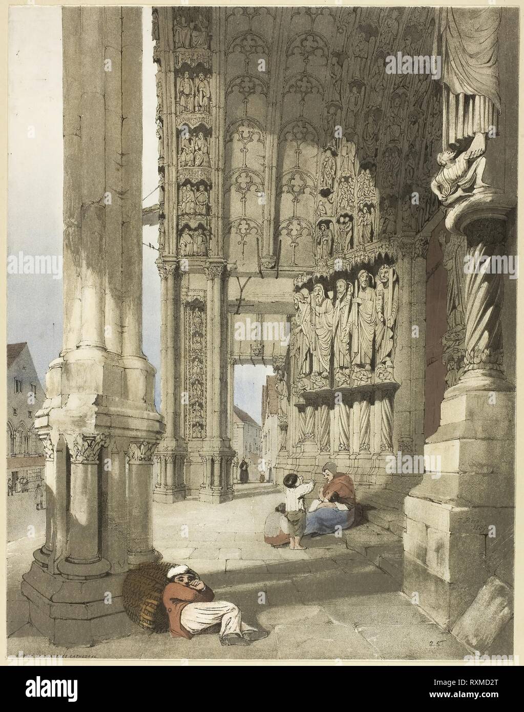 La cattedrale di Notre Dame di Chartres. Thomas Shotter Boys (Inglese, 1803-1874), pubblicata da Charles Joseph Hullmandel (Inglese, 1789-1850). Data: 1839. Dimensioni: 363 × 283 mm. Litografia a colori su carta. Origine: Inghilterra. Museo: Chicago Art Institute. Foto Stock