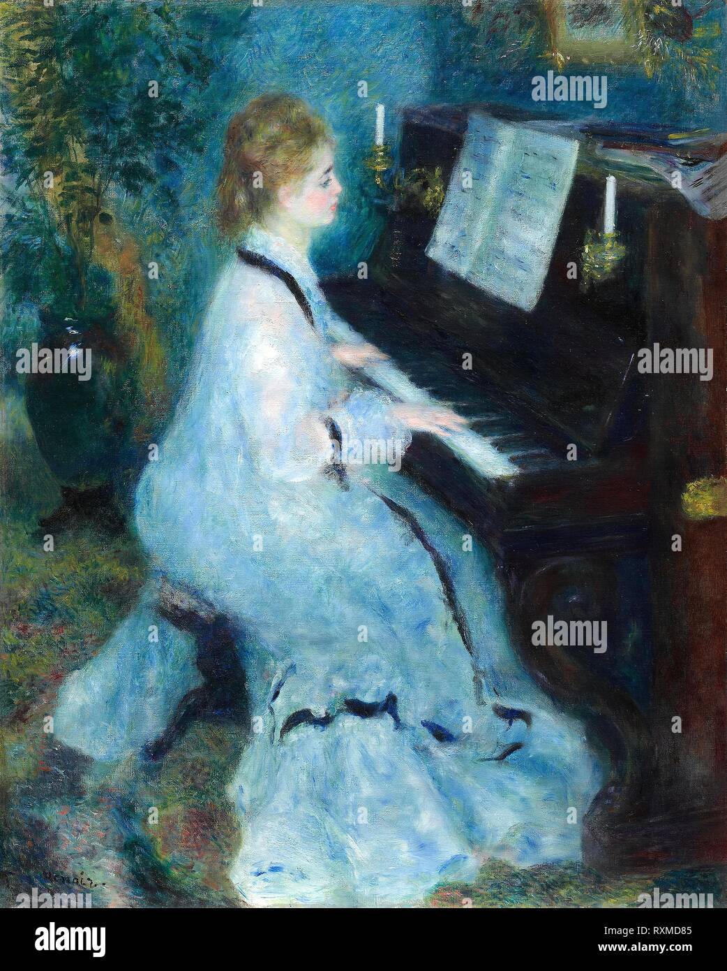 Donna al pianoforte. Pierre-Auguste Renoir; francese, 1841-1919. Data: 1875-1876. Dimensioni: 93 × 74 cm (36 9/16 × 29 1/8 in.). Olio su tela. Provenienza: Francia. Museo: Chicago Art Institute. Foto Stock