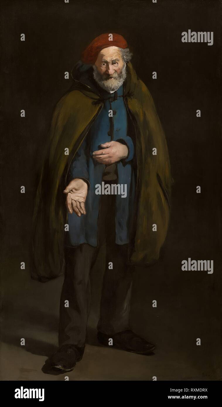 Beggar con un Duffle Coat (filosofo). Édouard Manet; francese, 1832-1883. Data: 1860-1870. Dimensioni: 187.7 × 109,9 cm (73 7/8 × 43 1/4 in.). Olio su tela. Provenienza: Francia. Museo: Chicago Art Institute. Foto Stock