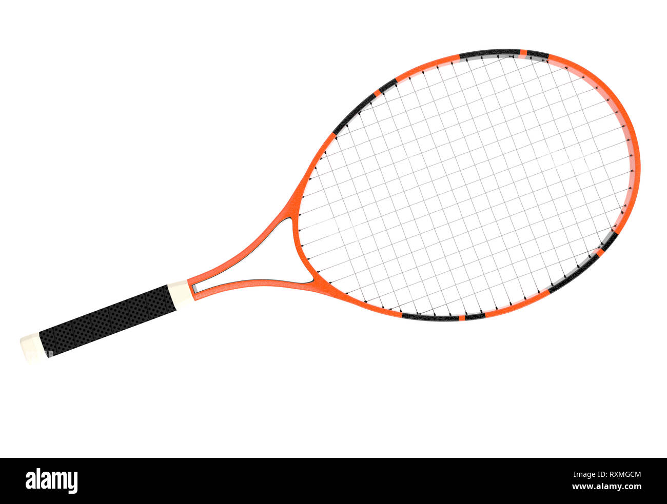 Orange racchetta da tennis. 3D rendering illustrazione isolato Foto Stock