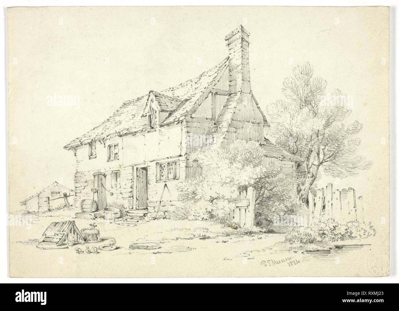 Cottage di campagna. Paul Sandby Munn; Inglese, 1773-1845. Data: 1824. Dimensioni: 175 × 244 mm. Grafite, con Fissativo spray, su avorio carta intessuta. Origine: Inghilterra. Museo: Chicago Art Institute. Foto Stock